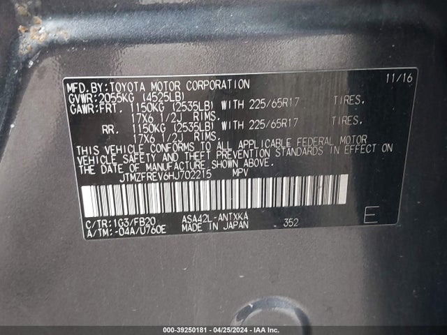 Toyota RAV4 LE 2017 JTMZFREV6HJ702215 Image 9