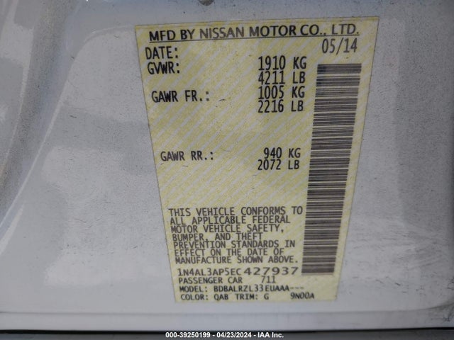 Nissan Altima 2.5 S 2014 1N4AL3AP5EC427937 Image 9