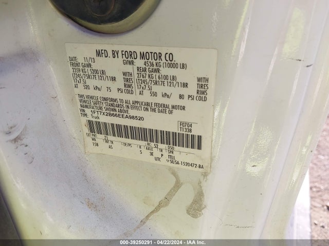 Ford F-250 Xl 2014 1FT7X2B66EEA98520 Image 9