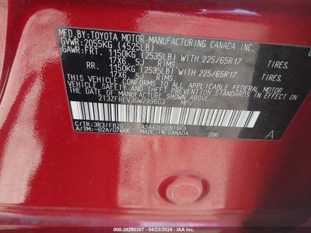 Toyota RAV4 LE 2016 2T3ZFREV3GW299603 Image 9
