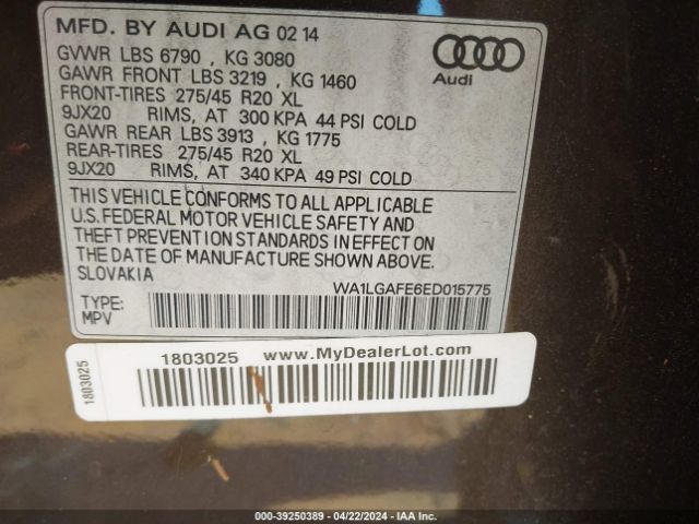 WA1LGAFE6ED015775 Audi Q7 3.0t Premium