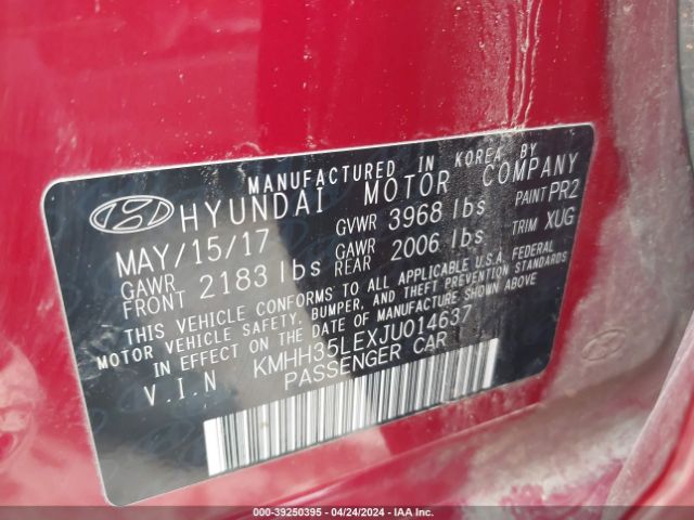 KMHH35LEXJU014637 Hyundai ELANTRA GT
