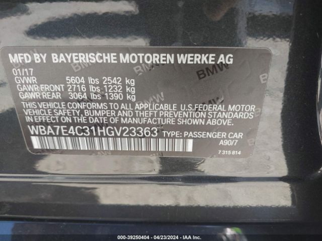 WBA7E4C31HGV23363 BMW 740i Xdrive