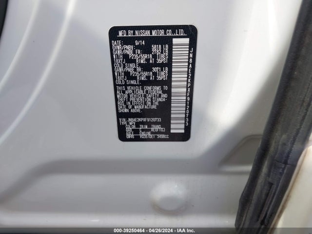 Nissan Quest Platinum 2015 JN8AE2KPXF9120733 Image 9