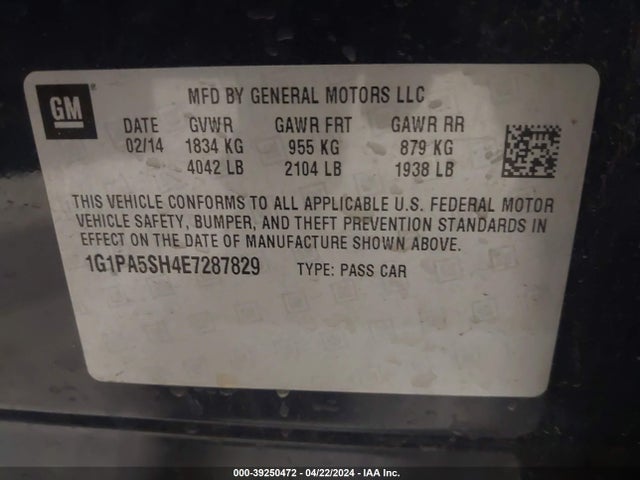 Chevrolet Cruze Ls Auto 2014 1G1PA5SH4E7287829 Image 9