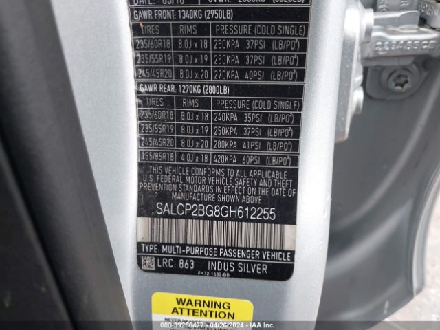 SALCP2BG8GH612255 Land Rover Discovery Sport Se