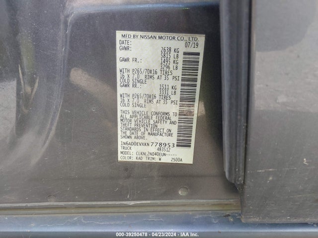 Nissan Frontier Sv 2019 1N6AD0EVXKN778953 Image 9
