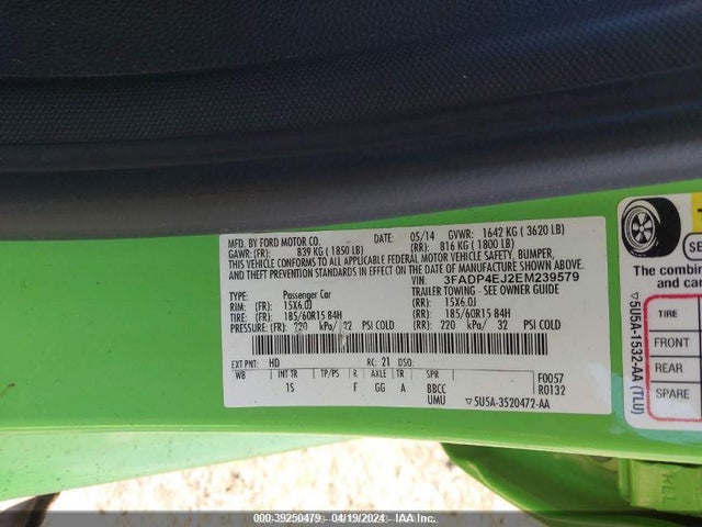 Ford FIESTA SE 2014 3FADP4EJ2EM239579 Image 9
