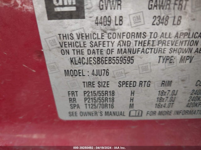 KL4CJESB6EB559595 Buick Encore