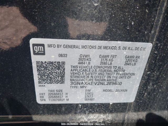2022 CHEVROLET EQUINOX 3GNAXKEV2NL289660 Photo 8