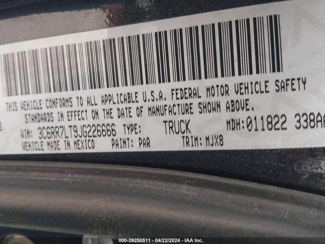 3C6RR7LT9JG226666 RAM 1500 Big Horn  4x4 5'7 Box