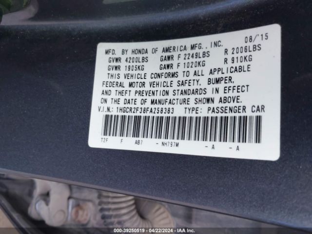 1HGCR2F38FA258383 Honda ACCORD LX