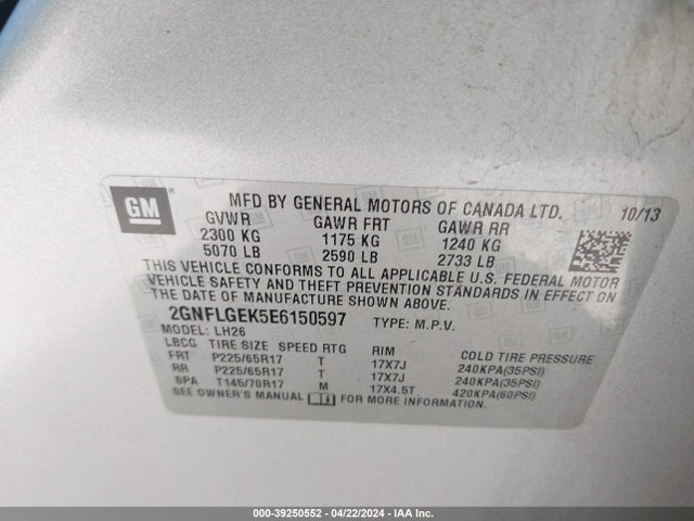 Chevrolet Equinox 2lt 2014 2GNFLGEK5E6150597 Image 9