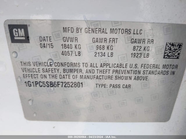 Chevrolet Cruze 1lt Auto 2015 1G1PC5SB6F7252801 Image 9