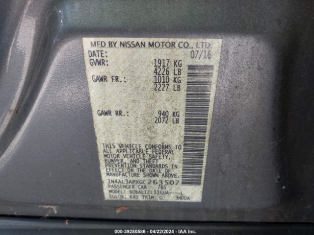 1N4AL3APXGC263507 Nissan Altima 2.5 Sv