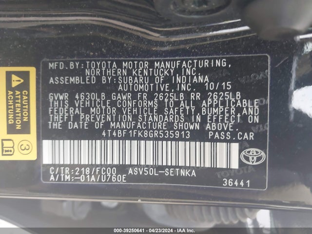 Toyota CAMRY LE 2016 4T4BF1FK8GR535913 Image 9
