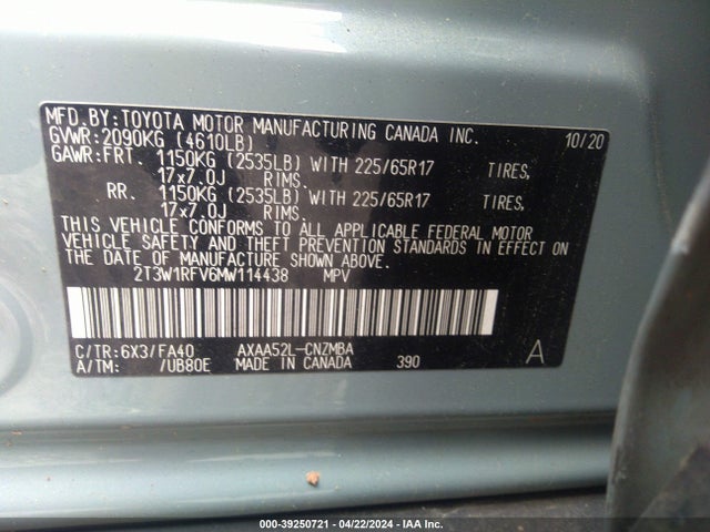 Toyota Rav4 Xle 2021 2T3W1RFV6MW114438 Image 9