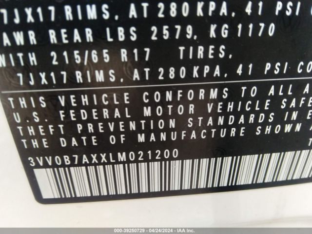 3VV0B7AXXLM021200 Volkswagen Tiguan 2.0t S