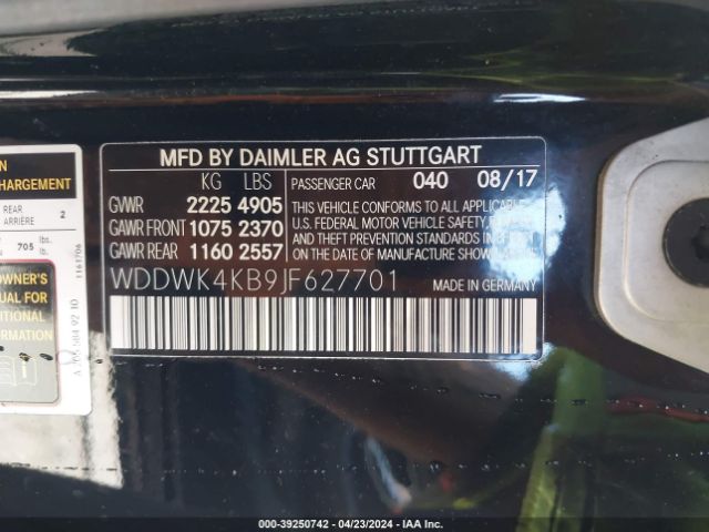 WDDWK4KB9JF627701 Mercedes-Benz C 300 4matic