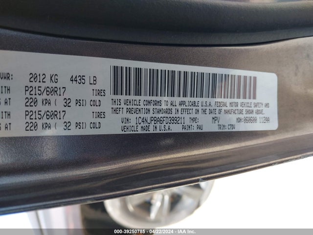 1C4NJPBA6FD399211 Jeep Patriot Altitude Edition