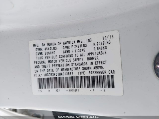1HGCR3F01HA013567 Honda Accord Ex-l V6