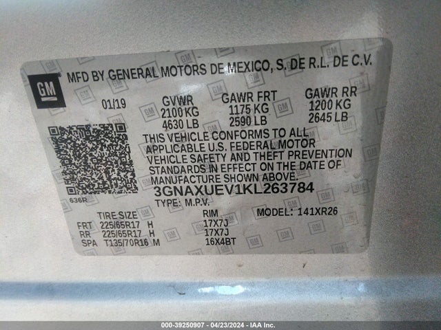 Chevrolet EQUINOX LT 2019 3GNAXUEV1KL263784 Image 9
