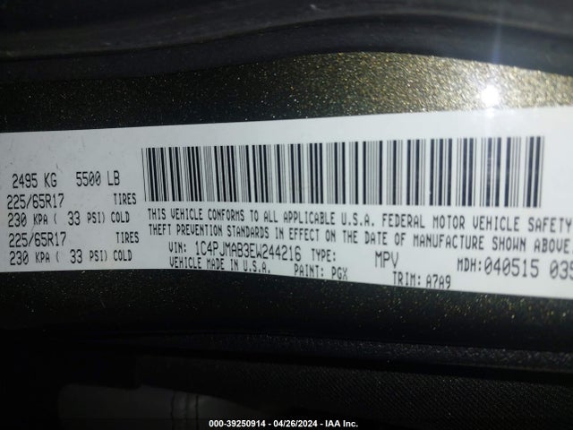 Jeep Cherokee Sport 2014 1C4PJMAB3EW244216 Image 9