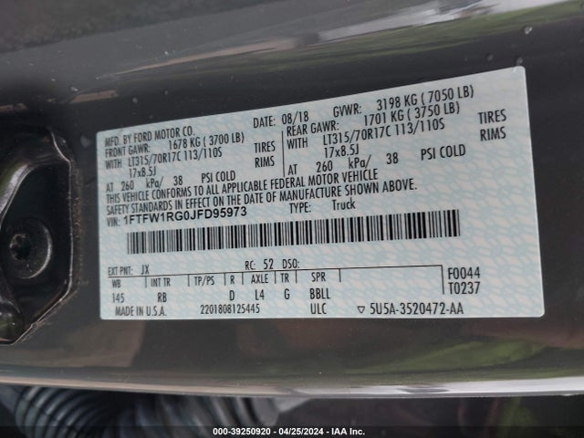 Ford F-150 Raptor 2018 1FTFW1RG0JFD95973 Image 9