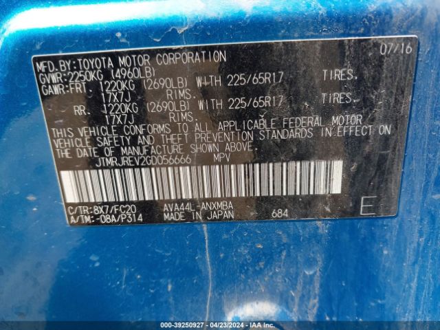 JTMRJREV2GD056666 Toyota Rav4 Hybrid Xle