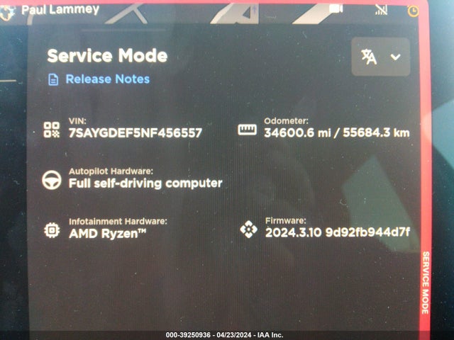 7SAYGDEF5NF456557 Tesla Model Y Performance Dual Motor All-wheel Drive