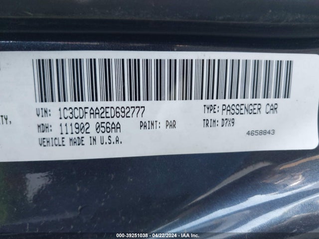 Dodge DART SE 2014 1C3CDFAA2ED692777 Image 9