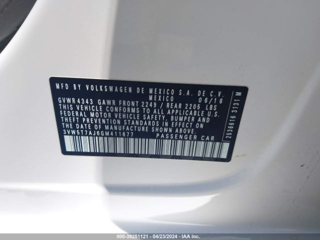 3VW5T7AJ6GM411677 Volkswagen Jetta 2.0t Gli Sel