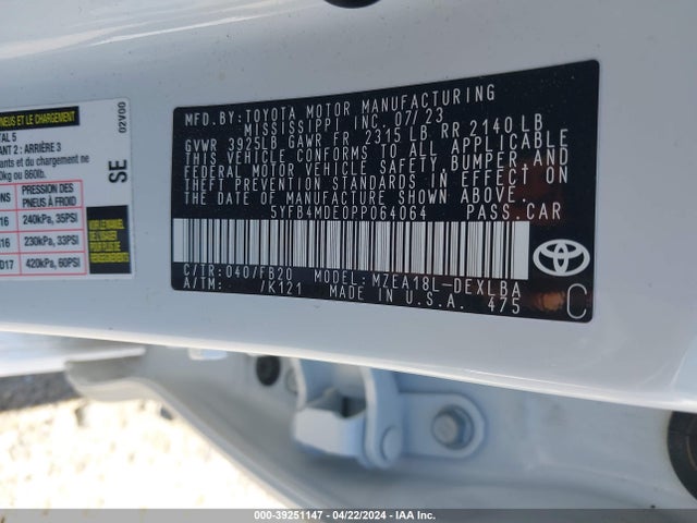 Toyota COROLLA LE 2023 5YFB4MDE0PP064064 Image 9