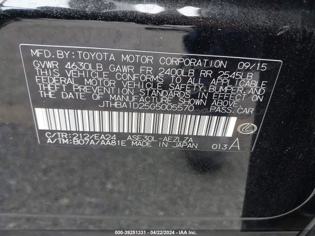 JTHBA1D25G5005570 Lexus IS 200T
