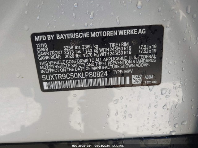 5UXTR9C50KLP80824 BMW X3 Xdrive30i