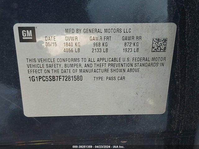 Chevrolet Cruze 1lt Auto 2015 1G1PC5SB7F7281580 Image 9