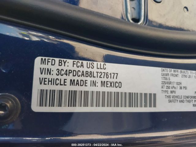 3C4PDCAB8LT276177 Dodge Journey Se Value