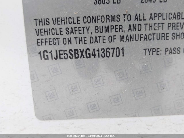 Chevrolet Sonic Ltz Auto 2016 1G1JE5SBXG4136701 Image 9