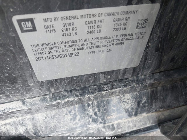 Chevrolet Impala 2lt 2016 2G1115S33G9145922 Image 9