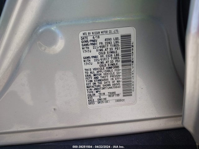 Nissan ROGUE SV 2018 JN8AT2MT7JW470640 Image 9