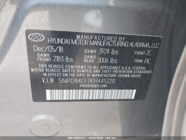 5NPD84LF2KH445220 Hyundai Elantra Value Edition