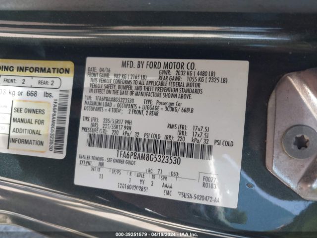 1FA6P8AM8G5323530 Ford Mustang V6