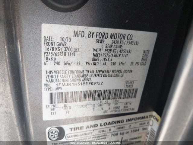 1FMJK1H51EEF09122 Ford Expedition El Xlt