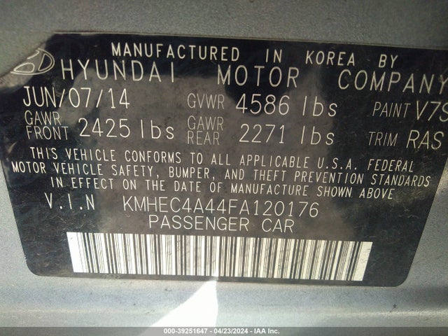 Hyundai Sonata Hybrid Limited 2015 KMHEC4A44FA120176 Image 9