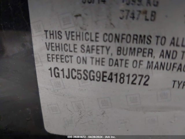 Chevrolet Sonic Lt Auto 2014 1G1JC5SG9E4181272 Image 9