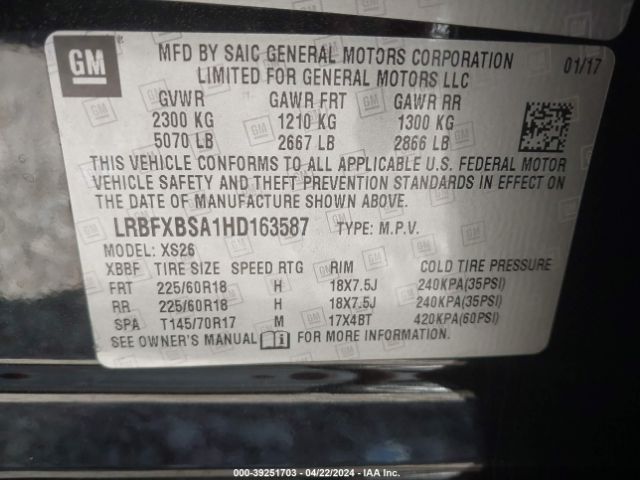 LRBFXBSA1HD163587 Buick Envision Essence