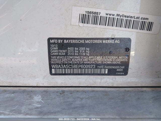 BMW 328I 2014 WBA3A5C58EP600923 Image 9
