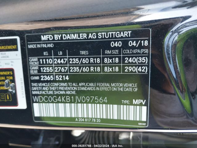 WDC0G4KB1JV097564 Mercedes-Benz Glc 300 4matic