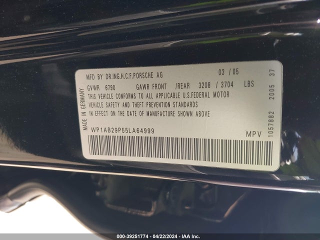 2005 PORSCHE CAYENNE WP1AB29P55LA64999 Photo 8