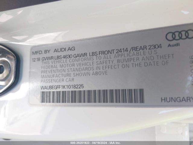 WAUBEGFF1K1018225 Audi A3 45 Premium